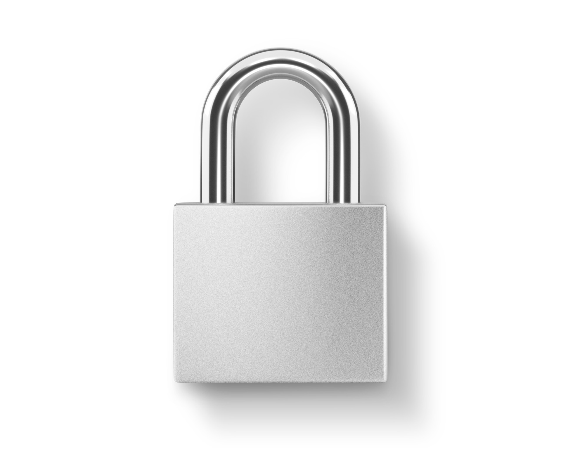 Locked silver color Padlock on the white background